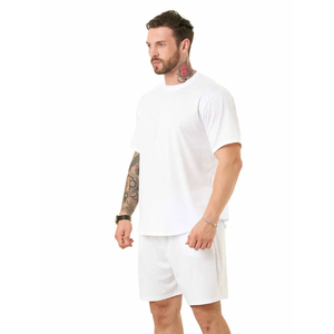 Ensemble de plage décontracté 2 pièces pour homme OEM, manches courtes, en coton respirant, idéal pour le jogging et les activités de plein air - Product Image 1