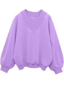 Sudadera con Capucha Morada Personalizada, Cuello en V, Manga Larga, Forro Polar, Estilo Casual Urbano con Logotipo Frontal - Product Image 5