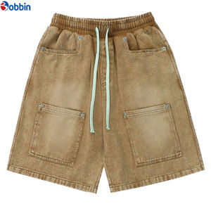 Shorts en jean pour homme, style streetwear hip-hop, été, personnalisés, 6 poches, délavés à l'acide, taille mi-haute, boutonnés, coupe ample et baggy - Product Image 2