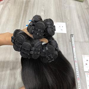 Extensions de cheveux naturels lisses à double trame, très vendues en 2026, 100% cheveux humains vierges vietnamiens, texture noire naturelle - Product Image 2