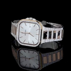 Montre mécanique carrée de luxe pour homme, boîtier en acier inoxydable 35 mm, verre cristal, affichage de la date, analogique, fermoir à bouton-poussoir, 100 bars - Product Image 4