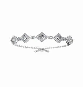 Princess Prism Diamond <b>Adjustable</b> <b>Bracelet</b> 3.856 Carats 91 Stones 9k 14k 18k Yellow Rose White Gold Luxury Lab Grown Jewelry - Product Image 4