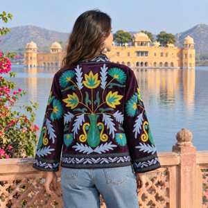 Botanical Traditional Textile Artistry Multicolor Floral Suzani Embroider Jacket Ethnic Boho Winter <b>Coat</b> Unique Winter Clothing - Product Image 2