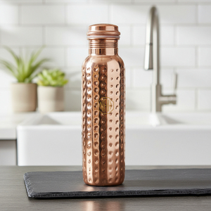 Botella de Agua de Cobre Puro Martillado de 750 ml Directo de Fábrica |   Diseño Metálico de Lujo Ecológico y Libre de BPA con Tapa e Impresión en Esmalte - Product Image 2