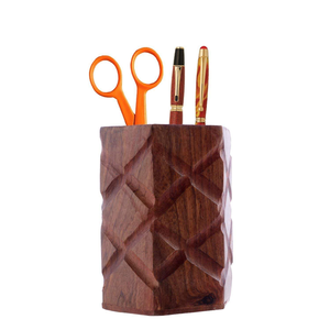 Porte-crayons écologique indien pour table de bureau, pot à stylos, organiseur de bureau, accessoires de bureau par Crescent Crafts - Product Image 1