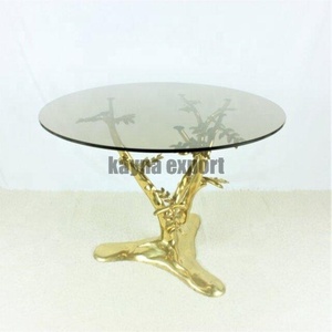 Mesa de Centro Redonda Móvil de Aluminio Dorado de Estilo Moderno para Sala de Estar - Product Image 6