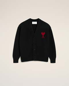 Custom Men's <b>Black</b> O-Neck Knitted Embroidered <b>Heart</b> Logo Oversized Fit Wool Heavyweight Casual Winter ODM - Product Image 2
