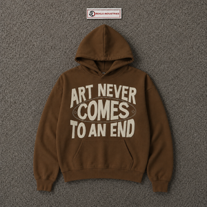 Sweat à capuche oversize marron premium, streetwear graphique, pull unisexe en molleton épais, avec typographie crème audacieuse - Product Image 5
