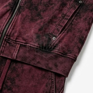 Conjunto de Sudadera con Capucha y Pantalones Jogger para Hombre, Estilo Acid Wash, Chaqueta con Cremallera Completa, Ropa Urbana Contemporánea, Conjunto de Dos Piezas - Product Image 3