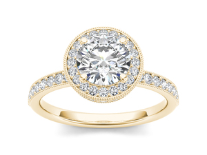 Anillo Solitario de Oro Sólido de 14K con Diamante Cultivado en Laboratorio de 1 Quilate, Corte Brillante Redondo, VS VVS EF, con Detalle Milgrain, para Uso Diario y Bodas - Product Image 1