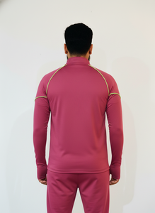 Camiseta Deportiva de Manga Larga con Media Cremallera Rosa para Hombre, con Costuras en Contraste, de Secado Rápido, Corte Regular, para Todas las Temporadas - Product Image 4