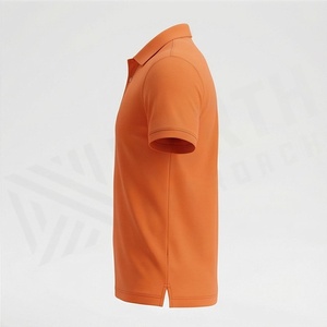 Men's <b>Orange</b> Short Sleeve <b>Polo</b> Shirt Solid Color Knitted Pique Fabric Casual Style Regular Fit - Product Image 3