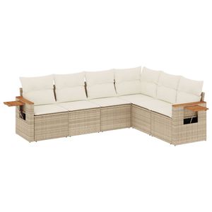 Ensemble de canapés en rotin d'extérieur moderne beige avec pieds réglables, meubles de jardin, coussins en mousse haute densité - Product Image 2