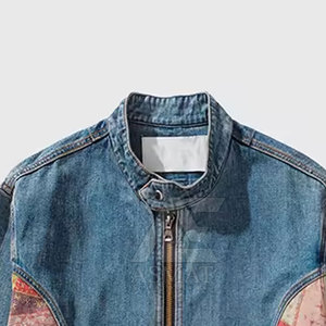 Veste en jean zippée pour homme, coupe régulière, couleur unie, style streetwear urbain, design multi-poches, tendance. - Product Image 4