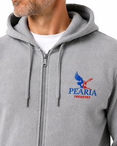 Sweat-shirt à capuche zippé gris pour homme avec logo personnalisé sur le devant, 100 % coton 360g, respirant, pour l'hiver, décontracté - Product Image 5