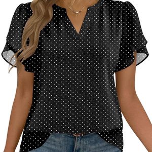 Camisas de Gasa para Mujer, Color Morado Sólido Vibrante, Pliegues Delanteros, Manga Corta, Estilo Fluido, Elegante, Formal, para Oficina o Trabajo - Product Image 4