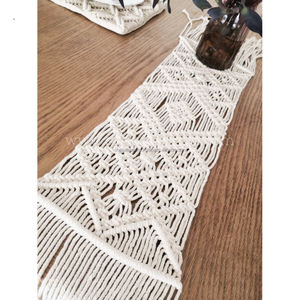 โต๊ะวิ่งแมคราเม่ทำมืออินเดียสำหรับพื้นที่รับประทานอาหารห้องครัวบ้านตกแต่ง - Product Image 1