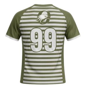 Men Olive Green White Sublimation Striped Handball Jersey Short Sleeve <b>Polyester</b> Team Wear Sports <b>Shirt</b> Match Training Apparel - Product Image 2