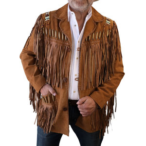 High Quality Men's Genuine <b>Suede</b> Leather Fringe <b>Jacket</b> Winter Apparel Plain Dyed Style All Sizes Available OEM Private Label - Product Image 1
