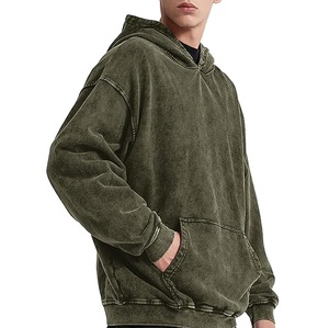 Sudadera con Capucha Personalizada de Algodón Suave, Estilo Vintage, Lavado Ácido, Efecto Desgastado por el Sol, Oversize, Streetwear, para Hombre - Product Image 3