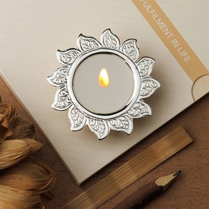 Silver Plated Brass Tea Light Holder | Handmade Durable Eco-Friendly Portable Easter <b>Christmas</b> Home Decor Table <b>Centrepiece</b> | - Product Image 1