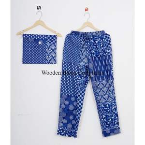 Ensemble de pyjama pour demoiselles d'honneur en coton 100% imprimé au bloc, style indien, pour femmes, avec pantalon et chemise en coton - Product Image 2