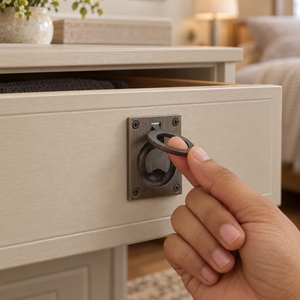 SHUBHAM Tirador de Anillo Empotrado de Latón Antiguo para Gabinetes, Cajones, Arcas, Cajas de Madera, Proveedor de Herrajes para Muebles - Product Image 1
