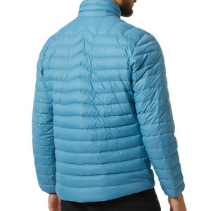 Blouson matelassé bleu clair pour homme, col montant, coupe-vent, fermeture éclair, rembourrage en polyester, coupe classique, pour l'automne - Product Image 3