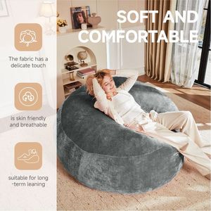 4FT Bean Bag <b>Sofa</b> <b>for</b> Adults and Teens Soft Round <b>Sofa</b> with Removable Flannel <b>Cover</b> and Memory Foam Filling - Product Image 5