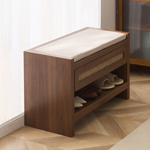 Banco tejido de ratán de 30,9 pulgadas para entrada, sala de estar, dormitorio, silla para sala de estar - Product Image 5