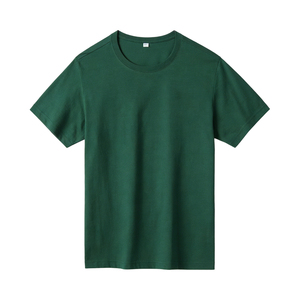 T-shirt décontracté en jersey tricoté pour homme, coupe ample, manches régulières, motif uni, 100 % coton respirant, marron, 300g, vente en gros - Product Image 5