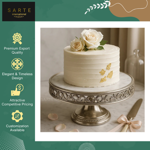 Base para Pastel de Mármol Pulido de Lujo, Marco de Plata Alemana, Ecológico, Blanco, Diseños Personalizados para Exhibición de Postres, Bodas y Eventos - Product Image 4