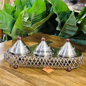 Ensemble de bols de service de luxe modernes et écologiques en acier inoxydable avec couvercle, design poli, pour les fêtes, lavables au lave-vaisselle - Product Image 1