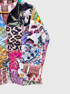 Veste matelassée patchwork florale, style bohème, col rabattu, grandes tailles, manteau d'automne pour femme - Product Image 3