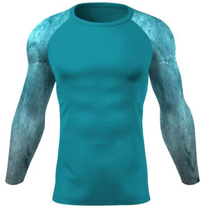 Nouveaux rashguards personnalisés en spandex/polyester 220g pour hommes, à manches longues, imprimés, compression intégrale, pour BJJ MMA. - Product Image 1