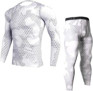 Ensemble de vêtements de compression pour hommes, tenue de sport deux pièces pour hommes, vêtements de sport ajustés comprenant une chemise de compression à manches longues - Product Image 5