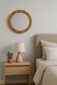 Custom Hotel Apartment Hallway Bone Inlay <b>Irregular</b> Unique Shape Wooden Wall Hanging <b>Mirror</b> - Product Image 2