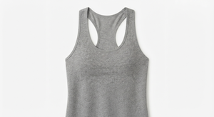 Women's Heather Gray <b>Racerback</b> Tank <b>Top</b> Sleeveless Scoop Neck Knitted Casual Fitness 100% Cotton Solid Eco-Friendly ODM Front - Product Image 3