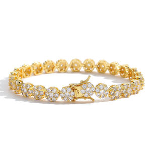 Womens 925 Silver Diamond Tennis Bracelet Round Brilliant Cut Flower Design Claw Setting Classic Wedding Jewelry at Export Price - Product Image 4
