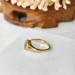 Bague ajustable en argent sterling 925 plaqué or 14 carats avec agate mousse, pierre précieuse naturelle, bijou fait main pour femme, cadeau - Product Image 5