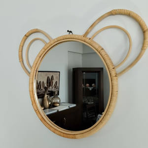 New Design RM47 For Wholesale Natural <b>Round</b> <b>Rattan</b> <b>Mirror</b> With 2-layer, Bear Ear Shape For Decoration Home Decor, Nhat Minh - Product Image 6