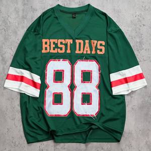 Maillot de football américain OEM pour homme, manches longues, col rond, maille, 240 GSM, polyester, coupe oversize, épaules tombantes, style streetwear - Product Image 5