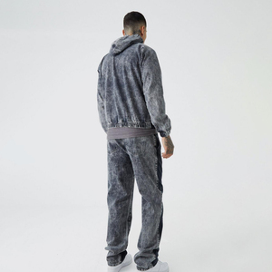 Custom Designer Men's Wide Leg Cargo Denim Pants Grey Breathable Waterproof OEM ODM Service Ripped Stacked Skinny <b>Trousers</b> - Product Image 4