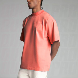 T-shirts pour hommes de haute qualité, coupe décontractée, épaules tombantes, col contrastant, en coton épais, respirant, style streetwear - Product Image 5