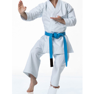 White Judo Gi Unisex Adult Regular Fit Polyester/Cotton Breathable Lightweight Plain Dyed Martial Arts Wear Blue <b>Belt</b> Included - Product Image 6