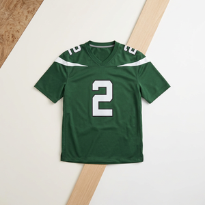 Maillot de football américain vert pour homme, col en V, manches courtes, anti-humidité, impression sublimée, numéro d'équipe 2, coupe classique - Product Image 2