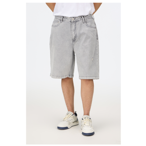 กางเกงยีนส์ขาสั้นสำหรับผู้ชายไซส์ใหญ่ ระบายอากาศได้ดี สวมใส่สบายในฤดูร้อน ทรงตรง เอวกลาง ผ้าฝ้าย 100% สไตล์สตรีทแวร์ - Product Image 3