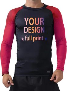 100% <b>Top</b> High Quality Custom Design Slim Fit Unisex Rash Guard with Mesh Washed Simple Front Fitness Wear Gym Workout - Product Image 4