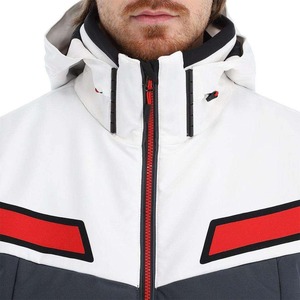 Unisex <b>Ski</b> <b>Jacket</b> and Pants Set <b>White</b> Gray Red Color Blocked Waterproof Hooded Synthetic Insulated Heated Snow Wear - Product Image 6