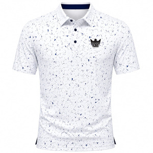 Polo pour homme décontracté à imprimé intégral, en tissu tricoté polyester élasthanne, séchage rapide, extensible dans les quatre sens, idéal pour la vente en gros - Product Image 1